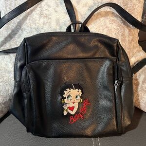 Betty Boop Black Leather Backpack